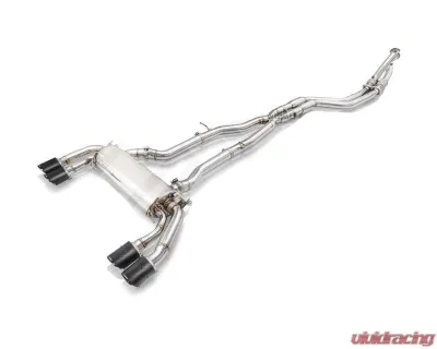 Fi Exhaust Front Pipe Mid X-Pipe for BMW F97 X3M Competition 2019+ with Quad Silver Tips - BN-X98M-CBE + TIP63101S*4
