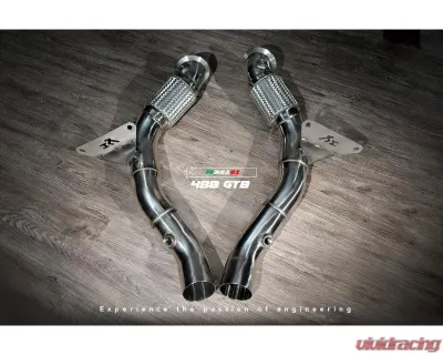 FI Exhaust Valvetronic Muffler with Dual Silver Tips and Standard Remote Ferrari 488 GTB | Spider 2015-2020 - FR-488-CBV + TIP-488-S + R2016OL + OBD-CAB-V