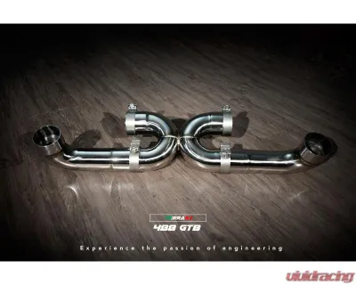 FI Exhaust Valvetronic Muffler with Dual Silver Tips and Standard Remote Ferrari 488 GTB | Spider 2015-2020 - FR-488-CBV + TIP-488-S + R2016OL + OBD-CAB-V