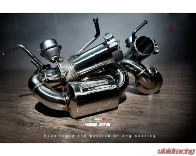 FI Exhaust Valvetronic Muffler with Dual Silver Tips and Standard Remote Ferrari 488 GTB | Spider 2015-2020 - FR-488-CBV + TIP-488-S + R2016OL + OBD-CAB-V