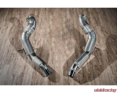FI Exhaust Valvetronic Muffler with Dual Silver Tips and Standard Remote Ferrari 488 GTB | Spider 2015-2020 - FR-488-CBV + TIP-488-S + R2016OL + OBD-CAB-V