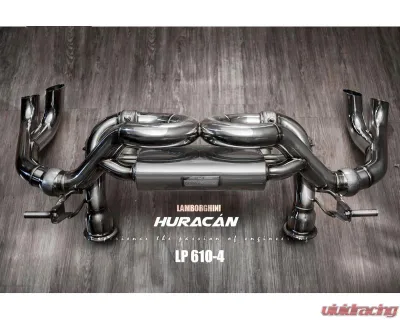 Fi Exhaust Titanium Valvetronic Muffler with Stainless Quad Silver Tips for Lamborghini Huracan LP580-2 2014+ - LM-610TI-CBV + TIP-610-S + R2020OBD + OBD-CAB-V