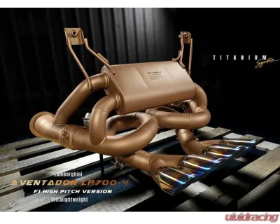 Fi Exhaust Titanium Valvetronic Muffler with Quad Blue Tips for Lamborghini Aventador LP700-4 2011+ - LM-700F1TI-CBV + TIP-700F1TI-TB + R2020OBD + OBD-CAB-V
