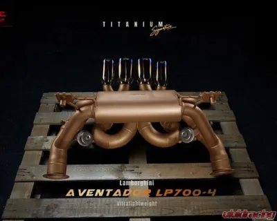 Fi Exhaust Titanium Valvetronic Muffler with Quad Blue Tips for Lamborghini Aventador LP700-4 2011+ - LM-700F1TI-CBV + TIP-700F1TI-TB + R2020OBD + OBD-CAB-V