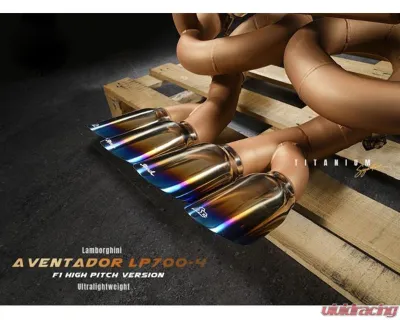 Fi Exhaust Titanium Valvetronic Muffler with Quad Blue Tips for Lamborghini Aventador LP700-4 2011+ - LM-700F1TI-CBV + TIP-700F1TI-TB + R2020OBD + OBD-CAB-V