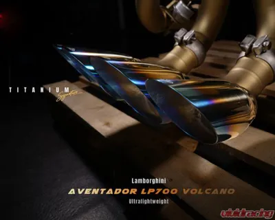 FI Exhaust Titanium Valvetronic Muffler with Quad Blue Tips for Lamborghini Aventador LP700-4 2011+ - LM-700VOTI-CBV + TIP-700VOTI-TB + R2020OBD + OBD-CAB-V