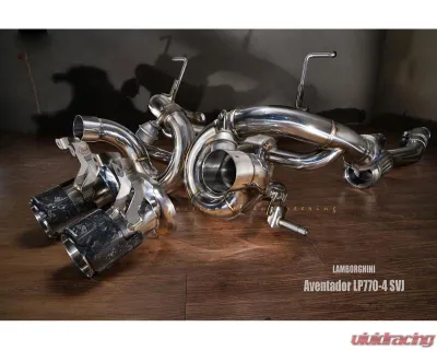FI Exhaust Valvetronic Muffler for Lamborghini Aventador LP770-4 SVJ 2019+, Dual Black Tips - LM-770-CBV + TIP-770-B