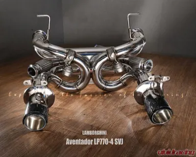 FI Exhaust Valvetronic Muffler for Lamborghini Aventador LP770-4 SVJ 2019+, Dual Black Tips - LM-770-CBV + TIP-770-B