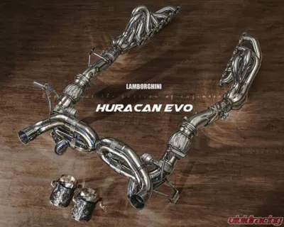 FI Exhaust Valvetronic Muffler with LP-640 Dual Silver Tips with Standard Remote Lamborghini Huracan EVO Race Version 2019+ - LM-EVO-CBV + TIP-640P-S + R2016OL + OBD-CAB-V