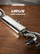 Fi Exhaust Mid Pipe with OEM Valve Settings for Lamborghini Urus 2018+ - Silver Quad Tips                                     - LM-URUS-CBOE + TIP-URUS-S - Image 2