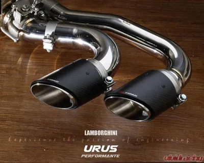 Fi Exhaust Mid Pipe with OEM Valve Settings for Lamborghini Urus 2018+ - Silver Quad Tips - LM-URUS-CBOE + TIP-URUS-S
