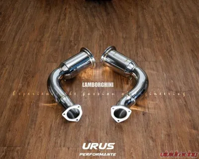 Fi Exhaust Mid Pipe with OEM Valve Settings for Lamborghini Urus 2018+ - Silver Quad Tips - LM-URUS-CBOE + TIP-URUS-S