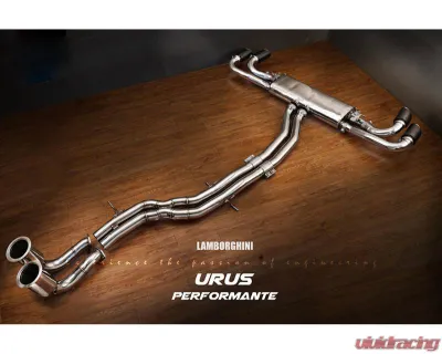 Fi Exhaust Mid Pipe with OEM Valve Settings for Lamborghini Urus 2018+ - Silver Quad Tips - LM-URUS-CBOE + TIP-URUS-S