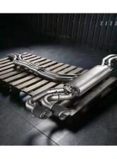 FI Exhaust Mid Pipe with Titanium for Lamborghini Urus 2018+, Stainless Quad Silver Tips                                     - LM-URUSTi-CBOE + TIP-URUS-S - Image 2