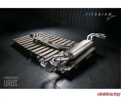FI Exhaust Mid Pipe with Titanium for Lamborghini Urus 2018+, Stainless Quad Silver Tips - LM-URUSTi-CBOE + TIP-URUS-S