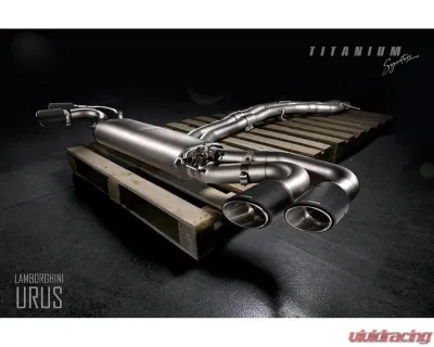 FI Exhaust Mid Pipe with Titanium for Lamborghini Urus 2018+, Stainless Quad Silver Tips - LM-URUSTi-CBOE + TIP-URUS-S