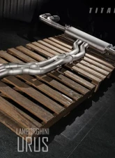 FI Exhaust Mid Pipe with Titanium for Lamborghini Urus 2018+, Stainless Quad Silver Tips                                     - LM-URUSTi-CBOE + TIP-URUS-S - Image 4