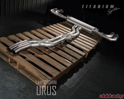 FI Exhaust Mid Pipe with Titanium for Lamborghini Urus 2018+, Stainless Quad Silver Tips - LM-URUSTi-CBOE + TIP-URUS-S