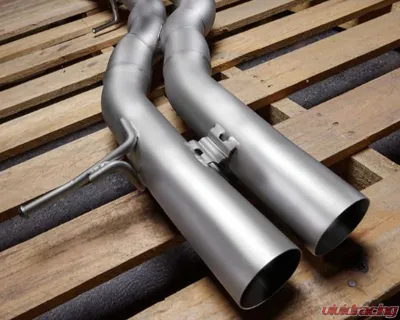 FI Exhaust Mid Pipe with Titanium for Lamborghini Urus 2018+, Stainless Quad Silver Tips - LM-URUSTi-CBOE + TIP-URUS-S