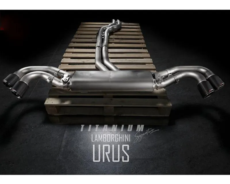 FI Exhaust Mid Pipe with Titanium Retains OEM Valve Settings No Remote Valvetronic Muffler and Stainless Quad Silver Tips Lamborghini Urus 2018+ - LM-URUSTi-CBOE + TIP-URUS-S