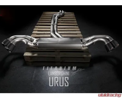 FI Exhaust Mid Pipe with Titanium for Lamborghini Urus 2018+, Stainless Quad Silver Tips - LM-URUSTi-CBOE + TIP-URUS-S