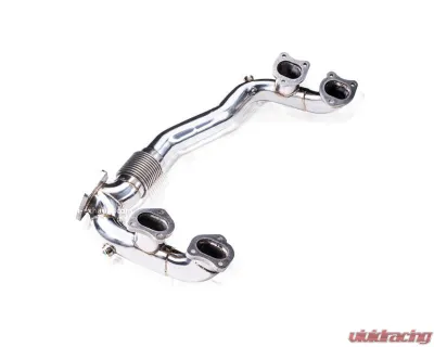 FI Exhaust Mid Pipe with Valvetronic Muffler and Dual Silver Tips for Porsche 718 2016+ - PH-718-CBV + TIP6389S*2 + R2016OL + OBD-CAB-V