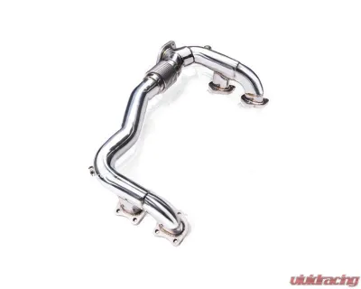 FI Exhaust Mid Pipe with Valvetronic Muffler and Dual Silver Tips for Porsche 718 2016+ - PH-718-CBV + TIP6389S*2 + R2016OL + OBD-CAB-V