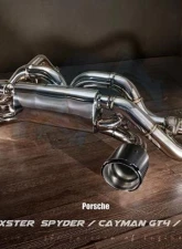 FI Exhaust Titanium Valvetronic Muffler for Porsche Cayman Coupe 4.0 MT 2020+, Dual Tips                                     - PH-718GT4FTI-CBV + TIP63114S*2 - Image 2