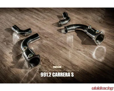 Fi Exhaust Sport 200 Cell Downpipe with Valvetronic Muffler for Porsche 991.2 Carrera 2016-2019 - PH-9912-CAT200 + PH-9912-CBV + TIP-9912-S + OBD-CAB-V + R2020OBD