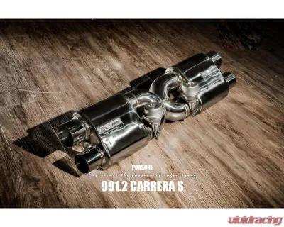 Fi Exhaust Sport 200 Cell Downpipe with Valvetronic Muffler for Porsche 991.2 Carrera 2016-2019 - PH-9912-CAT200 + PH-9912-CBV + TIP-9912-S + OBD-CAB-V + R2020OBD