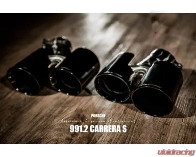 Fi Exhaust Sport 200 Cell Downpipe with Valvetronic Muffler for Porsche 991.2 Carrera 2016-2019 - PH-9912-CAT200 + PH-9912-CBV + TIP-9912-S + OBD-CAB-V + R2020OBD