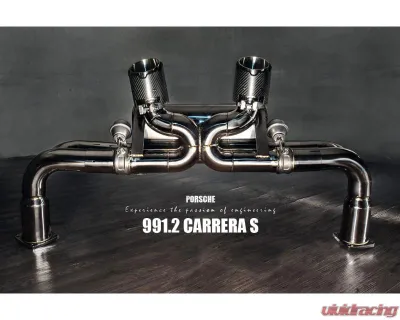 Fi Exhaust Race Downpipe with Valvetronic Muffler Dual Silver Tips for Porsche 991.2 2013-2020 - PH-9912S-CBVS2 + TIP70101S*2 + R2020OBD + OBD-CAB-V