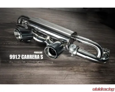 Fi Exhaust Race Downpipe with Valvetronic Muffler Dual Silver Tips for Porsche 991.2 2013-2020 - PH-9912S-CBVS2 + TIP70101S*2 + R2020OBD + OBD-CAB-V