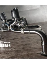 Fi Exhaust Race Downpipe with Valvetronic Muffler Dual Silver Tips for Porsche 991.2 2013-2020                                     - PH-9912S-CBVS2 + TIP70101S*2 + R2020OBD + OBD-CAB-V - Image 4