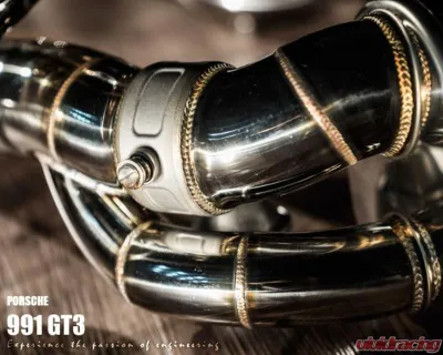 FI Exhaust Titanium Valvetronic Muffler with Dual Tips with Stainless Carbon Fiber Ceramic Coating Black Insert and Standard Remote Porsche 991.1 GT3 | RS 2013+ - PH-991GTTI-CBV + TIP70101CRCB*2 + R2016OL + OBD-CAB-V