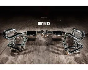 FI Exhaust Titanium Valvetronic Muffler with Dual Tips with Stainless Carbon Fiber Ceramic Coating Black Insert and Standard Remote Porsche 991.1 GT3 | RS 2013+
