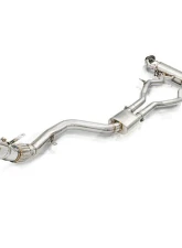 FI Exhaust Front Pipe Mid Pipe for Toyota Supra MK5 A90 3.0T 2020+ Dual Silver Tips                                     - TO-SPRB58-CBE + TIP63114S*2 + CAB-BT2B + ACT-BN - Image 2