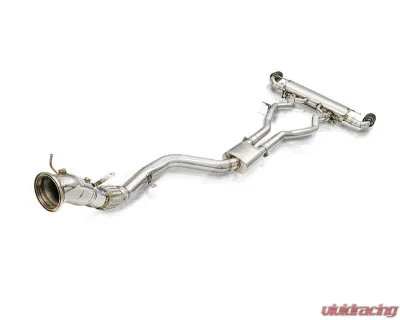 FI Exhaust Front Pipe | Mid Pipe with Retains OEM Valve Settings No Remote OPF Valvetronic Muffler with Dual Silver Tips Toyota GR MK5 | A90 Supra 3.0T 2020+ - TO-SPRUF-CBE + TIP70114S*2 + CAB-BT2B + ACT-BN