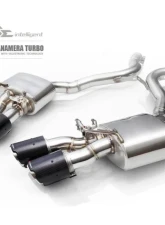 FI Exhaust Front Pipe Mid X-Pipe Valvetronic Muffler Quad Silver Tips for PH-971TT-CBOE                                     - PH-971TT-CBOE + TIP63101S*4 - Image 2