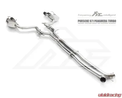 FI Exhaust Front Pipe Mid X-Pipe Valvetronic Muffler Quad Silver Tips for PH-971TT-CBOE - PH-971TT-CBOE + TIP63101S*4