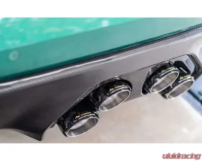 FI Exhaust Retains OEM Valve Settings No Remote Front Pipe,Mid X-Pipe & Valvetronic Muffler w/ Quad Titanium Blue Tips BMW M4 G82 2021+ - BN-G82MPF-CBE + TIP70114TB*4 + CAB-BTB*2