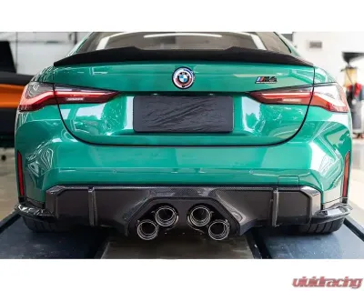 FI Exhaust Retains OEM Valve Settings No Remote Front Pipe,Mid X-Pipe & Valvetronic Muffler w/ Quad Titanium Blue Tips BMW M4 G82 2021+ - BN-G82MPF-CBE + TIP70114TB*4 + CAB-BTB*2