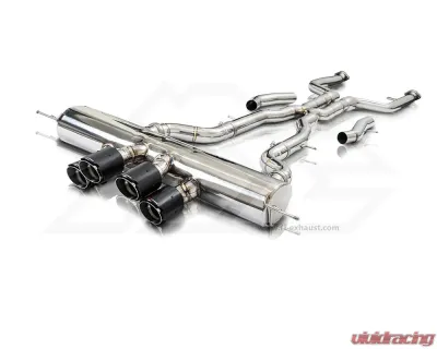 FI Exhaust Retains OEM Valve Settings No Remote Front Pipe,Mid X-Pipe & Valvetronic Muffler w/ Quad Titanium Blue Tips BMW M4 G82 2021+ - BN-G82MPF-CBE + TIP70114TB*4 + CAB-BTB*2