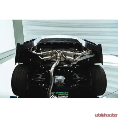 FI Exhaust Front Y-Pipe|Mid Pipe w/ Titanium Valvetronic Muffler w/ Stainless Quad Titanium Blue Tips & Standard Remote - NI-R35101TI-CBV + TIP-101-S + R2016OL + OBD-CAB-V