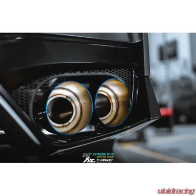 FI Exhaust Front Y-Pipe|Mid Pipe w/ Titanium Valvetronic Muffler w/ Stainless Quad Titanium Blue Tips & Standard Remote - NI-R35101TI-CBV + TIP-101-S + R2016OL + OBD-CAB-V