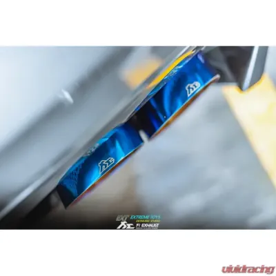 FI Exhaust Front Y-Pipe|Mid Pipe w/ Titanium Valvetronic Muffler w/ Stainless Quad Titanium Blue Tips & Standard Remote - NI-R35101TI-CBV + TIP-101-S + R2016OL + OBD-CAB-V