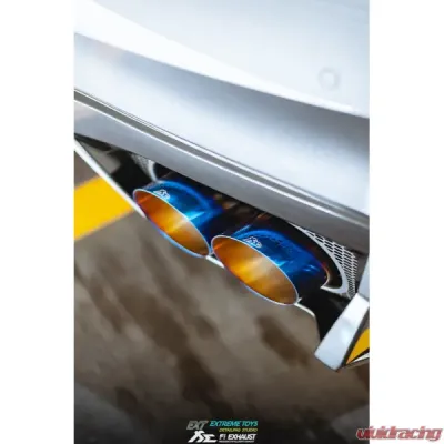 FI Exhaust Front Y-Pipe|Mid Pipe w/ Titanium Valvetronic Muffler w/ Stainless Quad Titanium Blue Tips & Standard Remote - NI-R35101TI-CBV + TIP-101-S + R2016OL + OBD-CAB-V