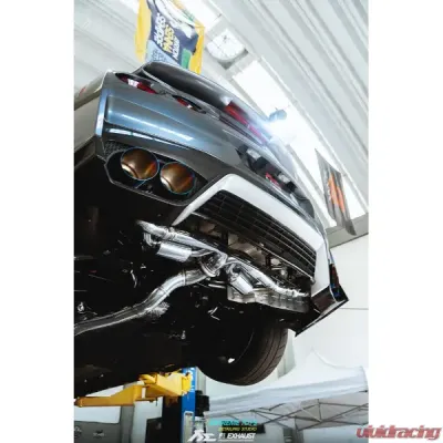 FI Exhaust Front Y-Pipe|Mid Pipe w/ Titanium Valvetronic Muffler w/ Stainless Quad Titanium Blue Tips & Standard Remote - NI-R35101TI-CBV + TIP-101-S + R2016OL + OBD-CAB-V