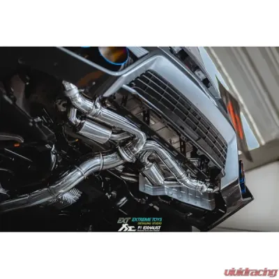 FI Exhaust Front Y-Pipe|Mid Pipe w/ Titanium Valvetronic Muffler w/ Stainless Quad Titanium Blue Tips & Standard Remote - NI-R35101TI-CBV + TIP-101-S + R2016OL + OBD-CAB-V