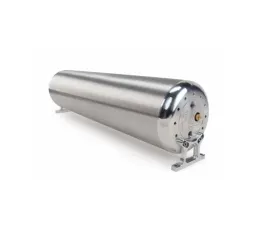 Air Lift 24" FLO Tank - (2) 1/4", (2) 3/8", (1) 1/8" end ports, & 1/8" drain port - 24"L x 6" D x 6 3/4"H - Raw End Caps with Brushed Tube (Includes two mounting brackets)